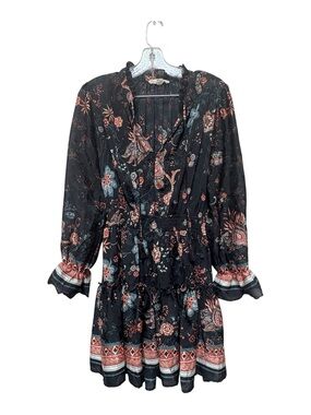 Love Stitch Boho Floral Mini Dress Small Cottagecore Festival Peasant
